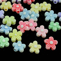 Blomster perler. Farvemix. 9 mm. 100 stk.